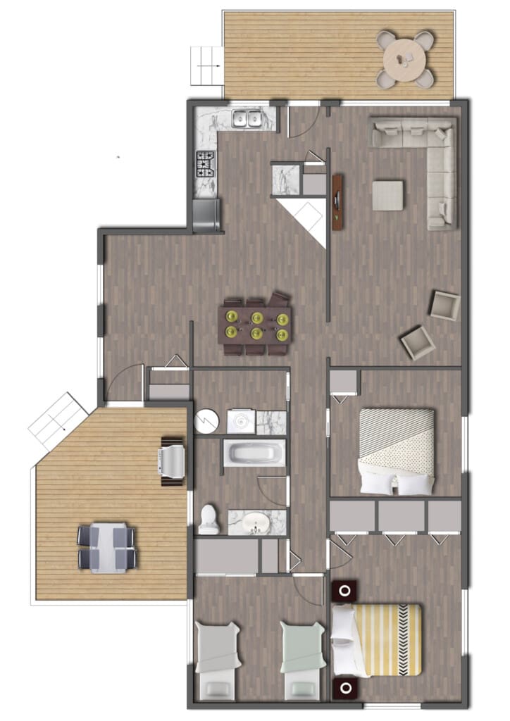 Camerons Peaceful Pines vacation rental pet friendly 3 bedroom bayfield ontario summer winter cottage rental FLOORPLAN