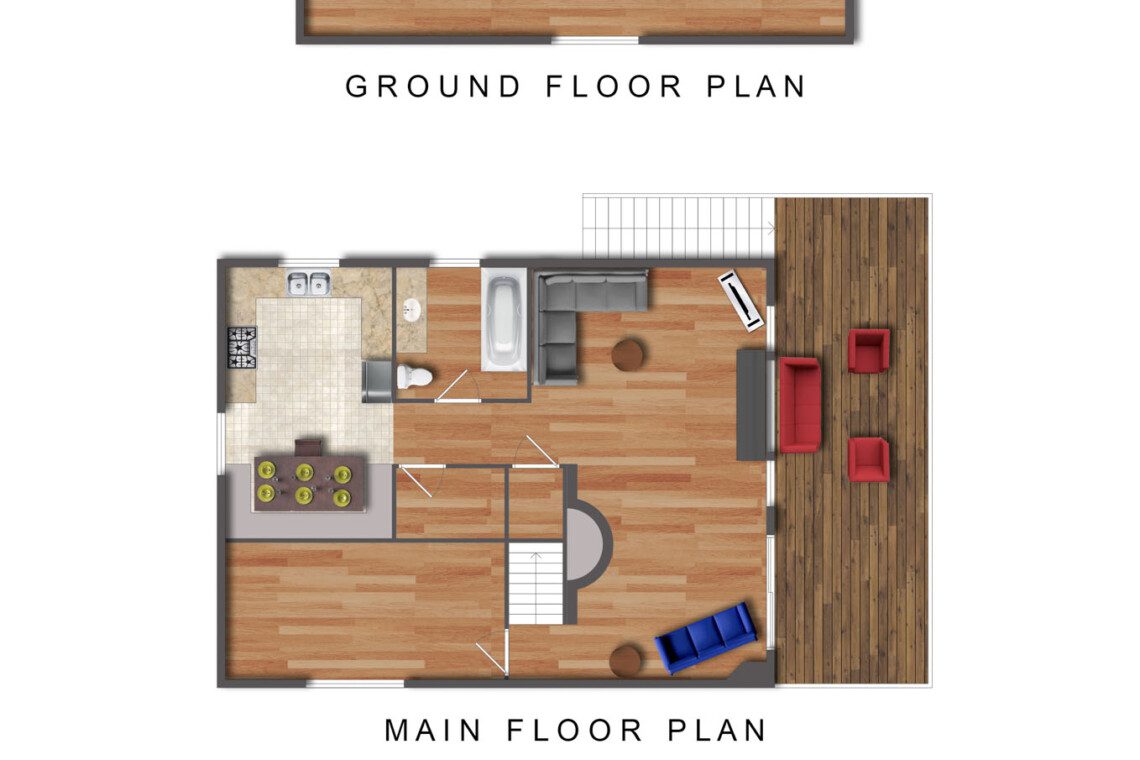 Cottage by the Sea 3 bedroom pet friendly dog cottage rental hottub airconditioning king bed bayfield grandbend lake huron ontario FLOORPLAN 2
