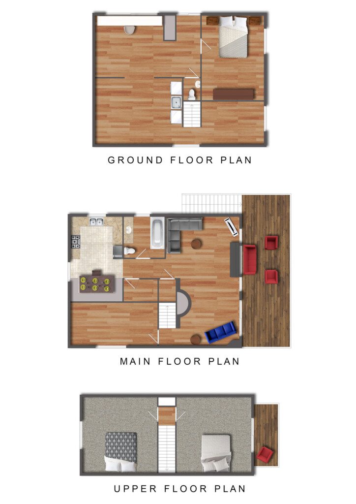 Cottage by the Sea 3 bedroom pet friendly dog cottage rental hottub airconditioning king bed bayfield grandbend lake huron ontario FLOORPLAN 2
